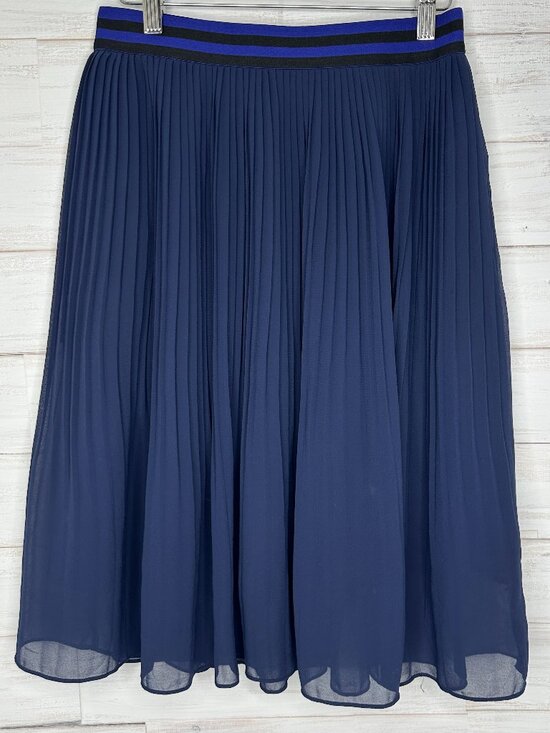 NWOT A New Day Pleated Lined A-Line Full Skirt in Xavier Navy Blue Size Small - Picture 1 of 8